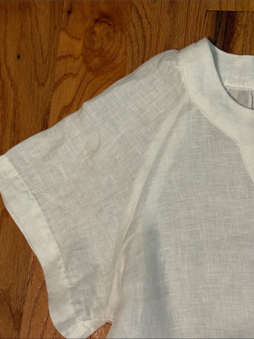 Elie. Elie Tahari Split Neck Linen Dress in White; Petite Large - Picture 6 of 8